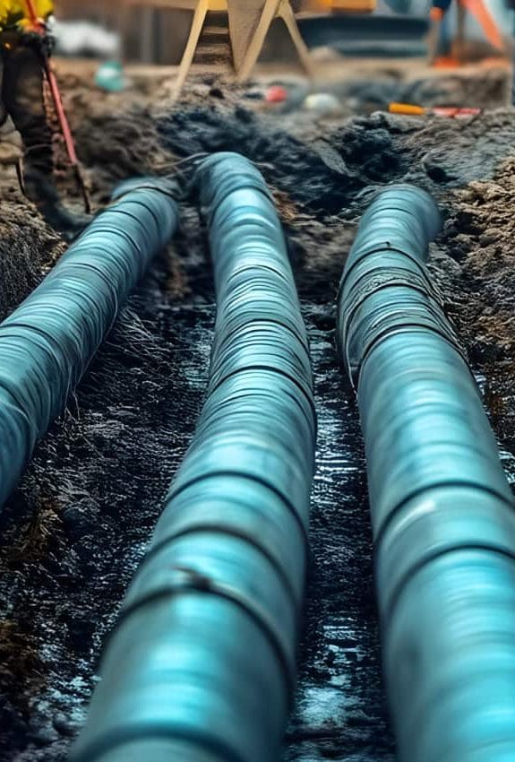 Underground service search showing exposed utility ducts during excavation